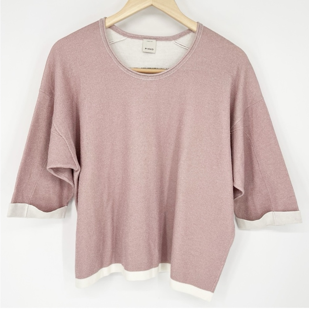 PINKO Pink Shimmer‎ Sweater Cuffed Arms Top Blouse XS